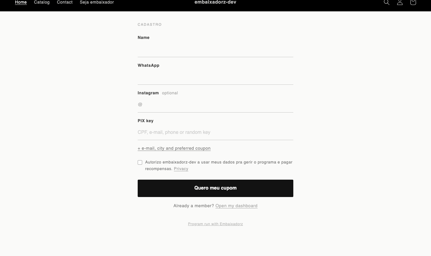 Sign-up form
