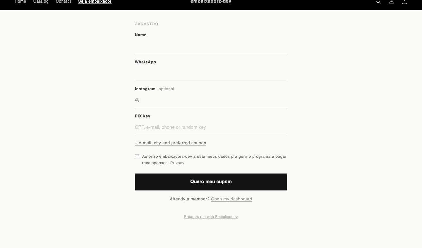 Sign-up form